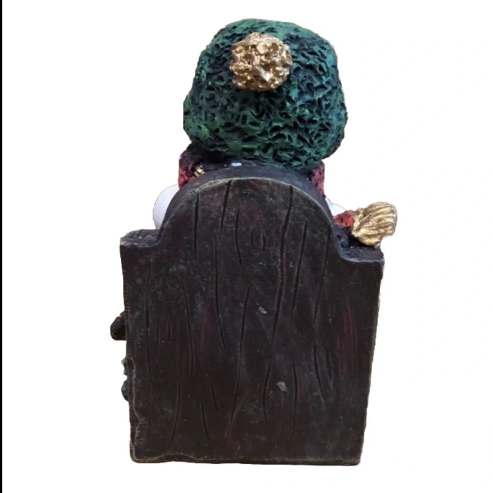 Festive Snowman Figurine with Green and Gold Accents